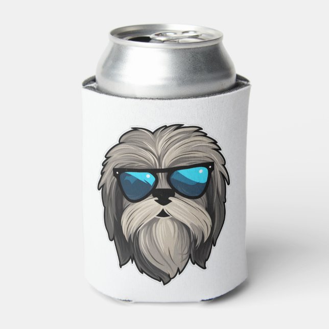Porta-lata Bobo Óculos Lhasa Apso Clássico T-Shirt (Can Front)