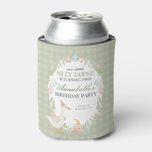 Porta-lata Bobo Verde Ganso Floral Gingham, Favor de Aniversá