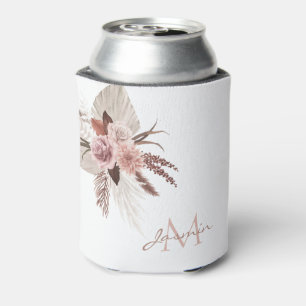 Porta-lata Boho Blush Grama das Pampas Monograma Floral