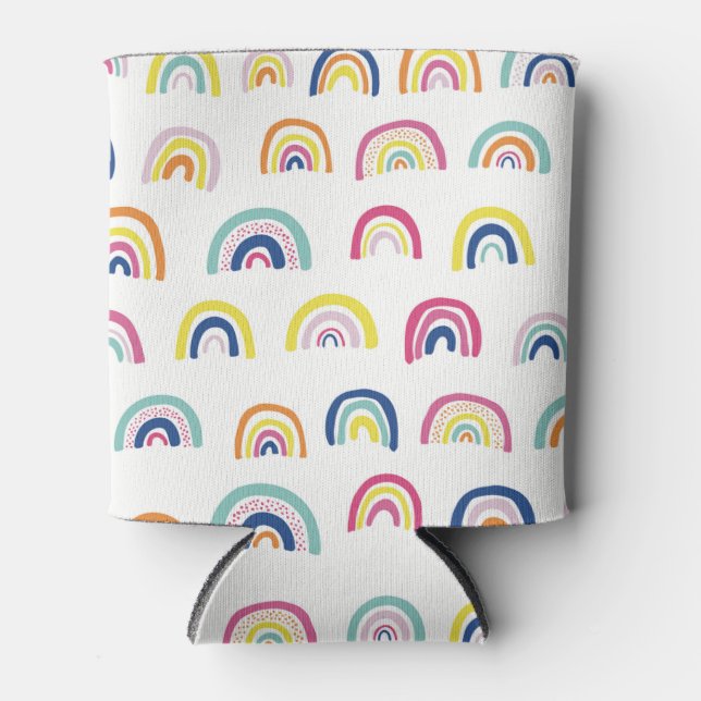 Porta-lata Boho Branco Multi Arco-íris (Frente)