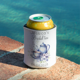 Porta-lata Boho Bridal Tea Blue Floral Chá de panela