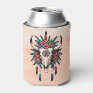 Porta-lata Boho Chic Watercolor Tribal Floral Cow Skype