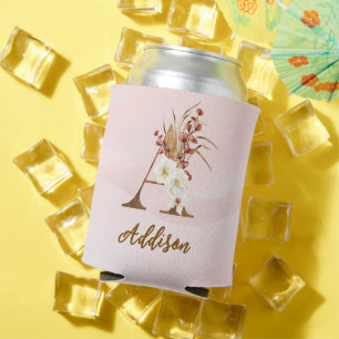 Porta-lata Boho Floral A Monograma Wedding Favor