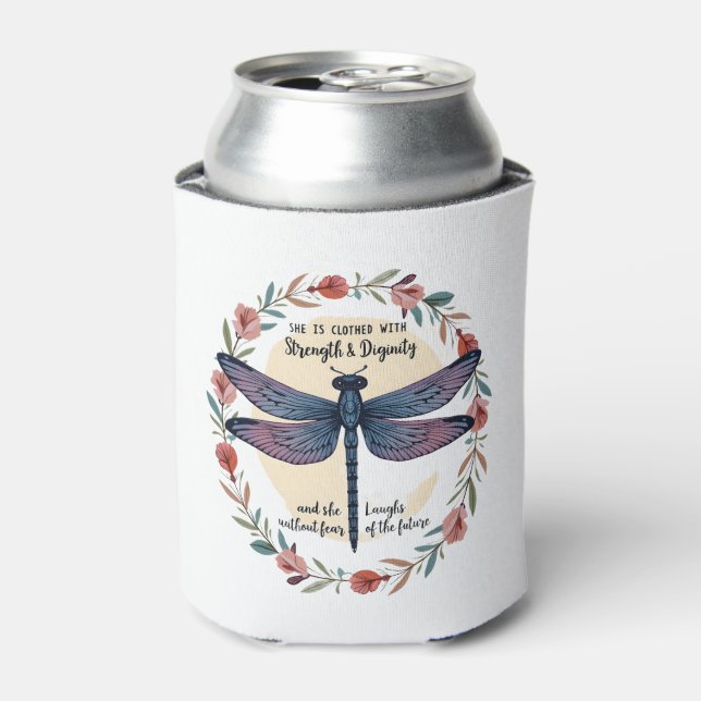 Porta-lata Boho Floral Dragonfly Ela Está Fechada Com Força (Can Front)