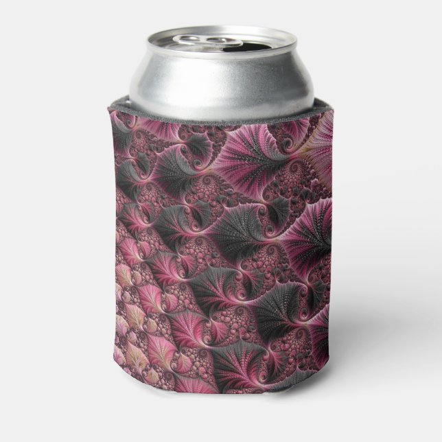 Porta-lata Boho Funky Eclectic Cor-de-rosa Abstrato Fractal (Can Back)