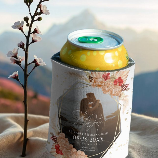 Porta-lata Boho Photo | Terracotta Casamento Exceto Data (Criador carregado)