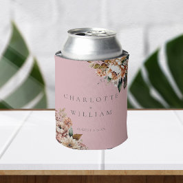 Porta-lata Boho Pink Watercolor Flowers Casamento Favor