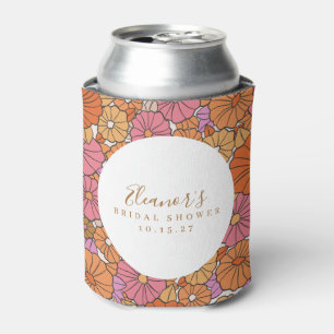Porta-lata Boho Script Ocre Rosa Floral Chuveiro de Noiva Per