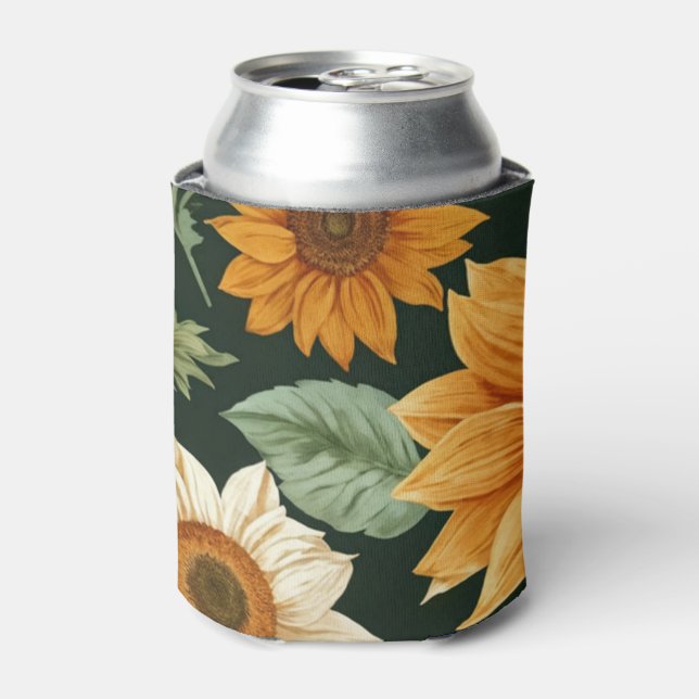 Porta-lata Boho Terracotta Vintage Sunflower Pattern (Can Front)