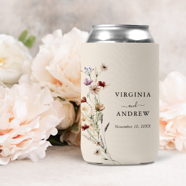 Porta-lata Boho Wildflower Weding Can Cooler (Boho Wildflower Wedding Can Cooler
)