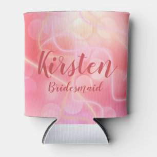 Porta-lata Bokeh Moderno Algodão Doce Rosa com Tipografia