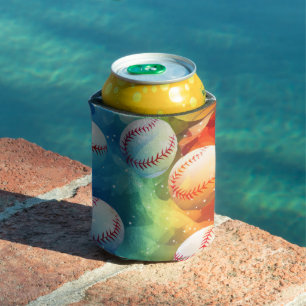 Porta-lata Bolas de beisebol com fundo multicolorido