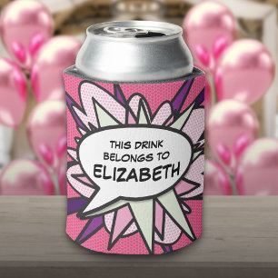 Porta-lata Bolha de Fala Cor-de-Rosa Divertida Personalizada 