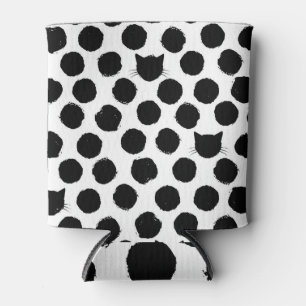 Porta-lata Bolinhas com Faces de Gato: Vintage Reproduzível.