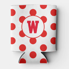 Porta-lata Bolinhas de pontos vermelhos do Monograma inicial 