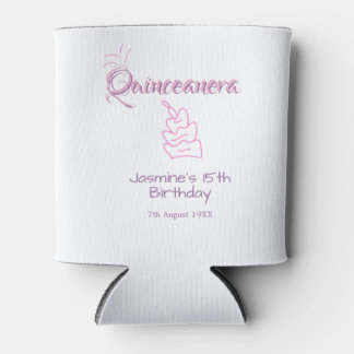 Porta-lata bolo de aniversário de 15 anos da quinceanera roxo