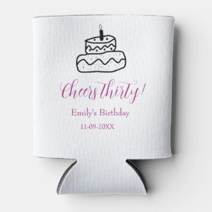 Porta-lata Bolo de aniversário de trinta anos com rabiscos à