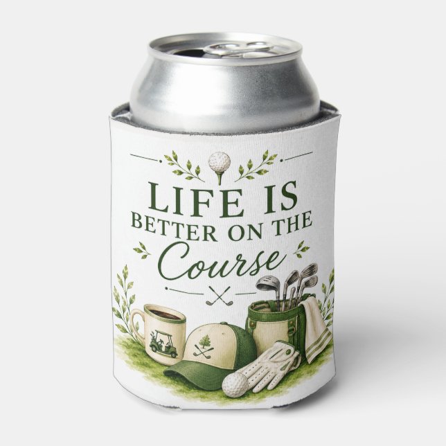 Porta-lata Bolsa de golfe com texto em verde (Can Front)