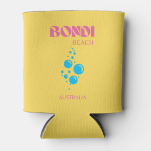 Porta-lata Bondi Beach, Viagem Art, Preppy, Amarelo, rosa