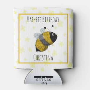Porta-lata Boneco Amarelo e Preto Aniversário da HapBee