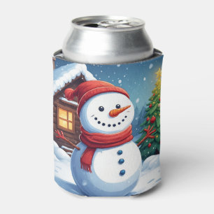 Porta-lata Boneco de Neve Alegre com Árvore de Natal