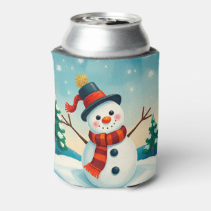 Porta-lata Boneco de Neve Alegre em Paisagem de Inverno