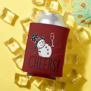 Porta-lata Boneco de Neve Brinda Vinho Natal Natal Divertido
