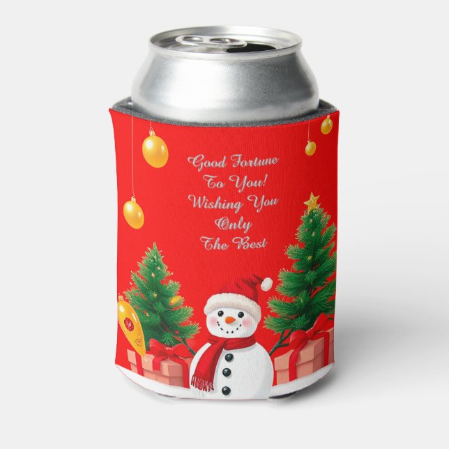 Porta-lata Boneco de Neve Festivo Com Árvores de Natal (Can Back)