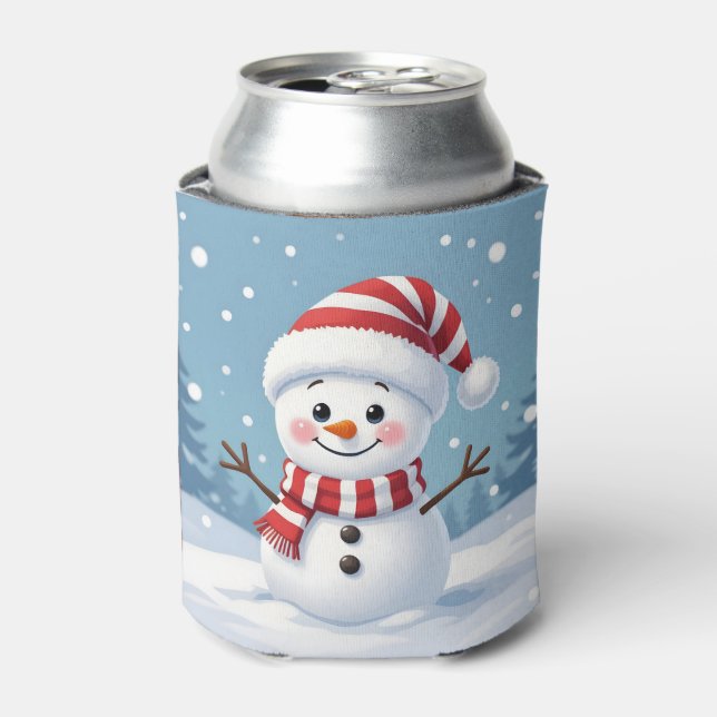 Porta-lata Boneco de neve fofo com cachecol e chapéu (Can Front)
