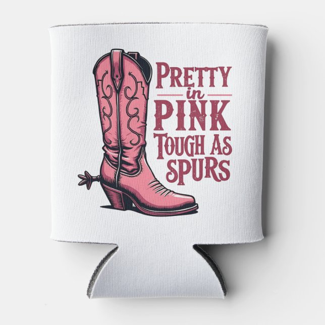 Porta-lata Bonito a rosa forte como Spurs Cowgirl Boot Wester (Frente)