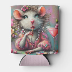 Porta-lata Bonito Rat Lady Tendo um Martini Contemplando