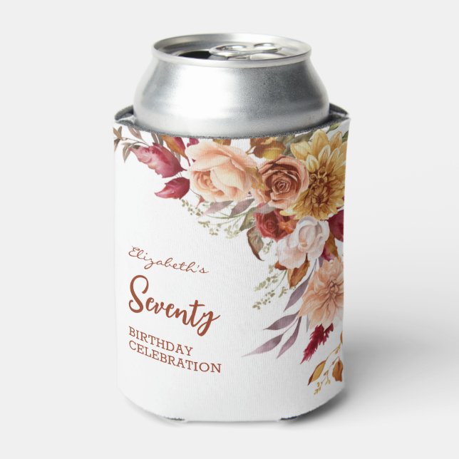 Porta-lata Bonito Terracotta Autumn Floral Greenere Aniversár (Can Front)