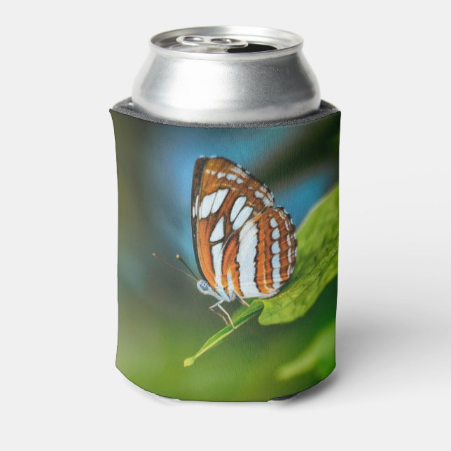 Porta-lata Borboleta branca e laranja riscada (Can Back)