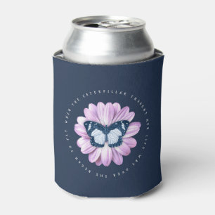 Porta-lata Borboleta-branca numa citação inspiradora rosa m