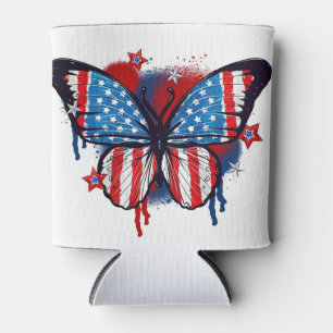Porta-lata Borboleta de Bandeira Americana, pintada por Spray