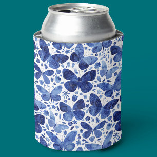Porta-lata Borboletas Aquarela Indigo Blue Can Cooler