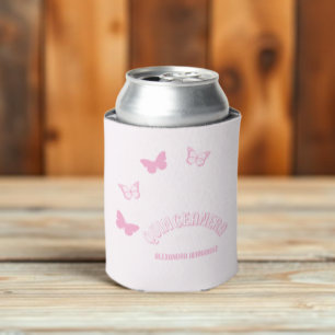 Porta-lata Borboletas Rosa Quinceanera