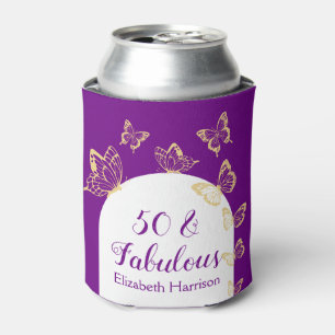 Porta-lata Borboletas Roxo Dourado Modernas Fantástico Aniver