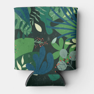 Porta-lata Botânica Verde: Ilustração de Folhas Tropicais