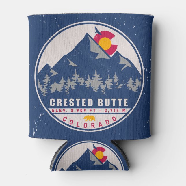 Porta-lata Botão Crestado Colorado Retro Sunset Souvenirs (Frente)