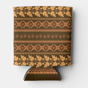 Porta-lata Botão Cruzado de Outono Retro Striped