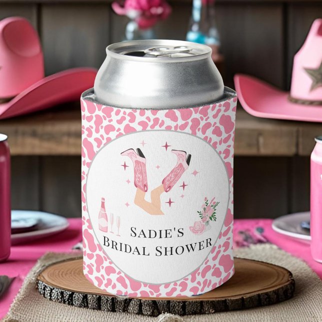 Porta-lata Botas de Cowboy Rosa & Bridal Shower Espumante (Criador carregado)