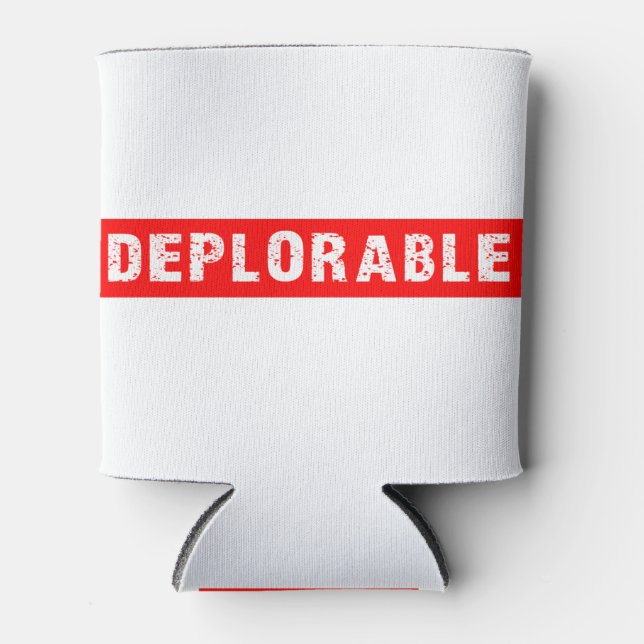 Porta-lata Branco DEPLORÁVEL em vermelho (Frente)