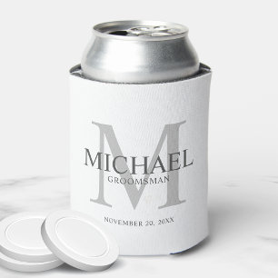 Porta-lata Branco minimalista padrinhos de casamento