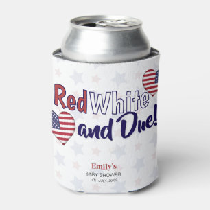 Porta-lata Branco Vermelho e Vencido 4 de julho Chá de fralda