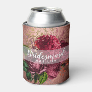 Porta-lata Bridesmaid floral de rosa de cobre bonito elegante