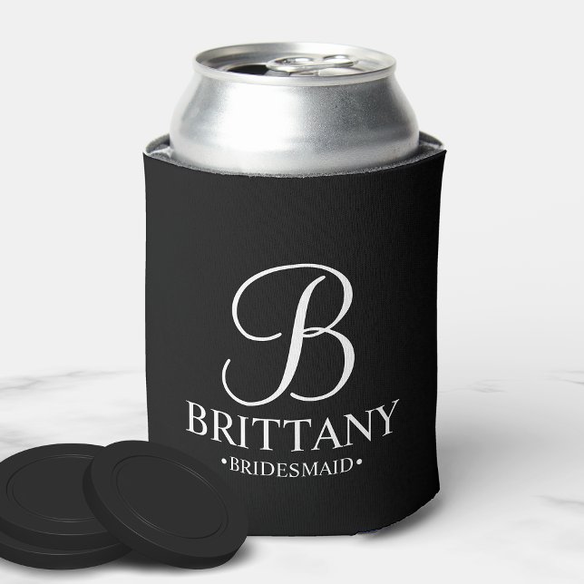 Porta-lata Bridesmaid Personalizada Elegante Preta e Branca (Criador carregado)
