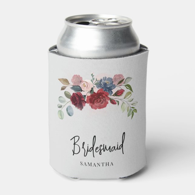 Porta-lata Bridesmaid Personalizada para Casamento Floral da  (Can Front)