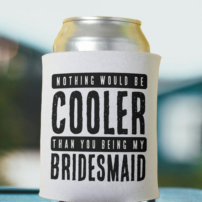 Porta-lata Bridesmaid Proposta Branco e Preto (Bridesmaid Proposal White & Black Can Cooler
)