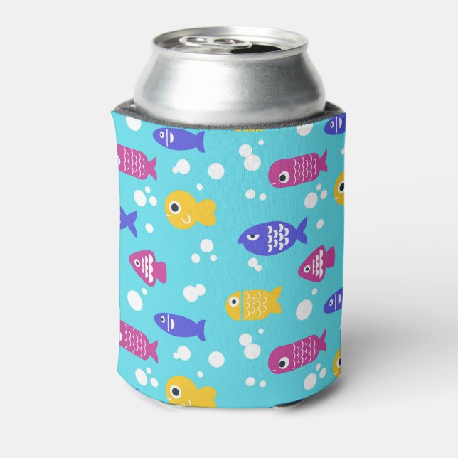 Porta-lata Bright Colorful Cartoon Fish Pattern Blue (Can Back)